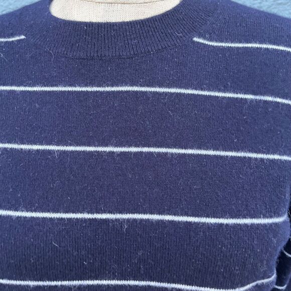 Vince Striped Wool Cashmere Crew Neck Sweater Women’s Small Navy  blue - Picture 2 of 8